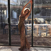 cicidream 豹纹真丝超长渡假连衣长裙 吊带裙