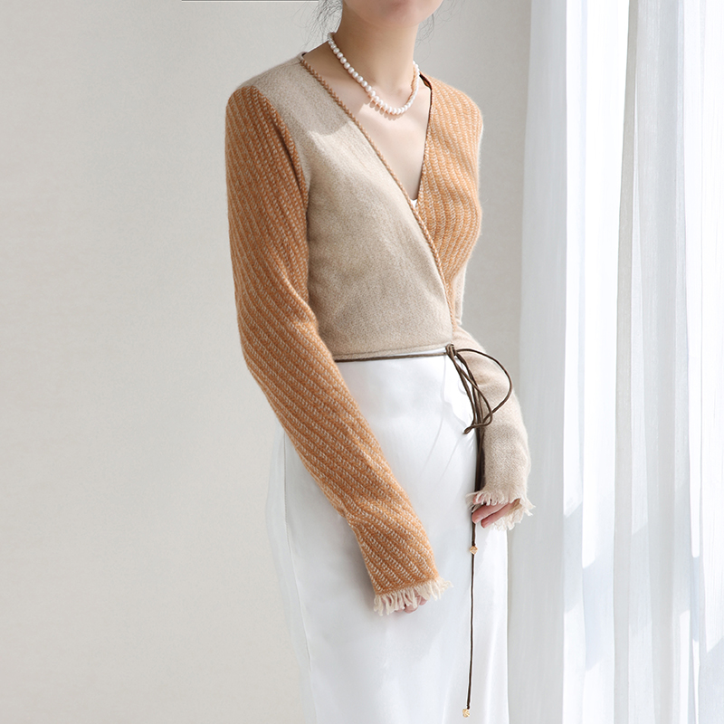 cicidream羊绒系带上衣外套