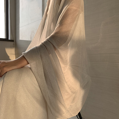 cicidream纤维白灰羊绒混纺披肩