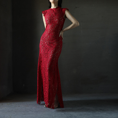 cicidream蕾丝礼服长裙