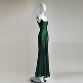 cicidream 裙 墨宝石绿人鱼吊带超长连衣裙流畅垂坠修身 夏季 新款