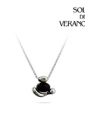 SOL DE VERANO蕃秀 玛瑙黑曜项链小巧百搭小众设计感纯银送女友