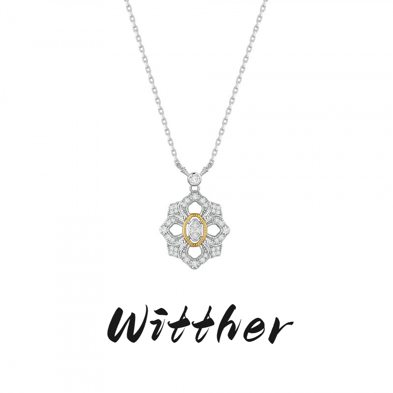 意式复古满钻镂空四叶草项链女92