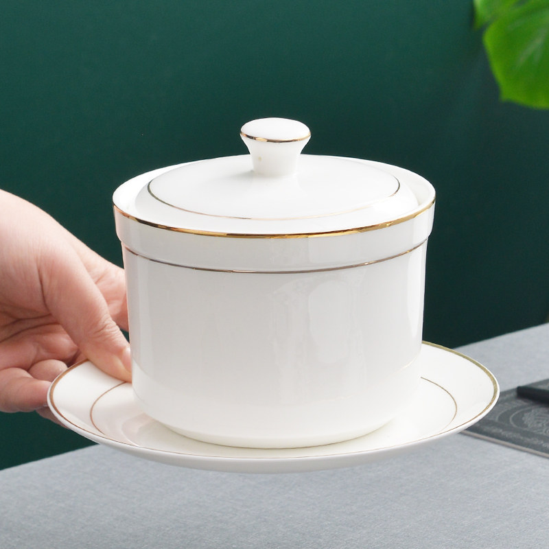 骨瓷炖盅带盖汤盅炖罐隔水盅大炖盅5英寸燕窝碗汤煲炖汤陶瓷蒸盅