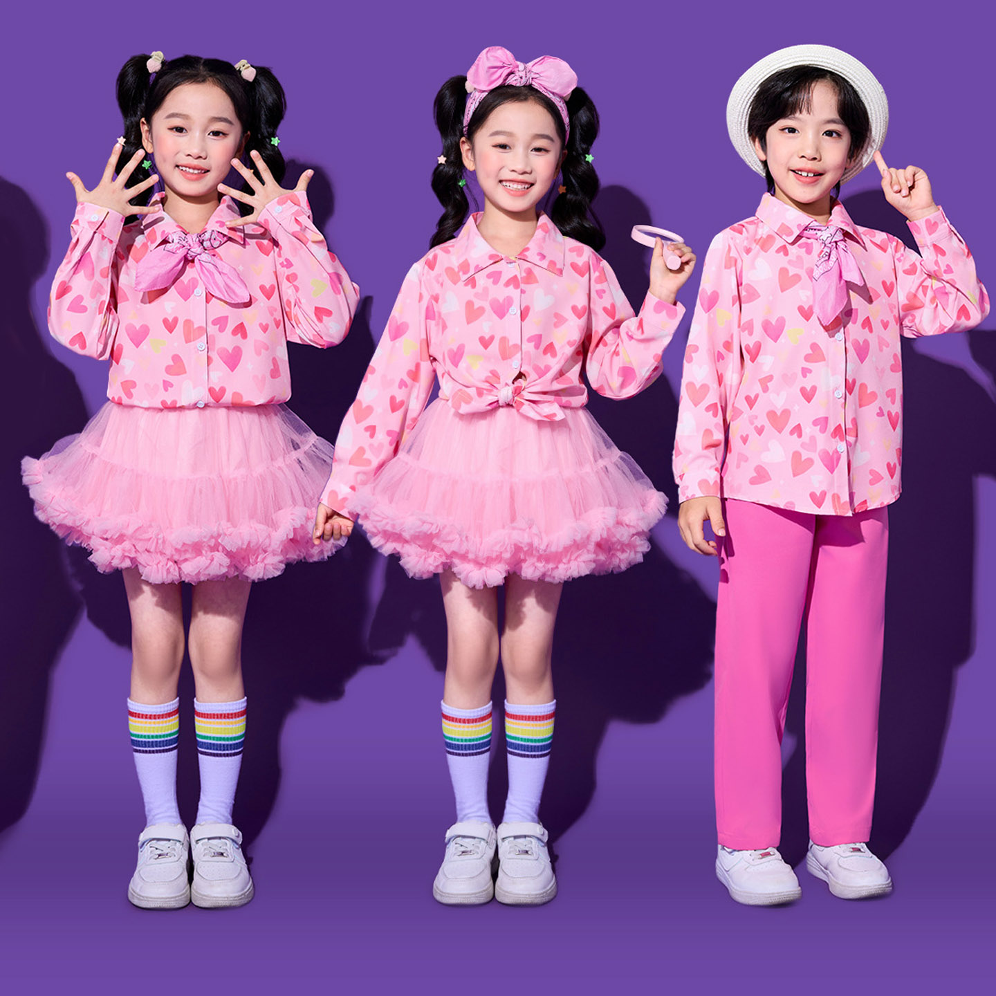 幼儿园班服套装儿童表演服青春活力舞蹈女童拉拉队团体港风服装男