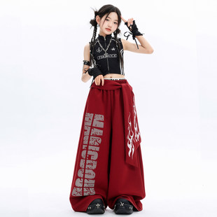 女童爵士舞蹈穿搭套装夏季跳舞jazz辣妹街舞裤子嘻哈宽松演出服装