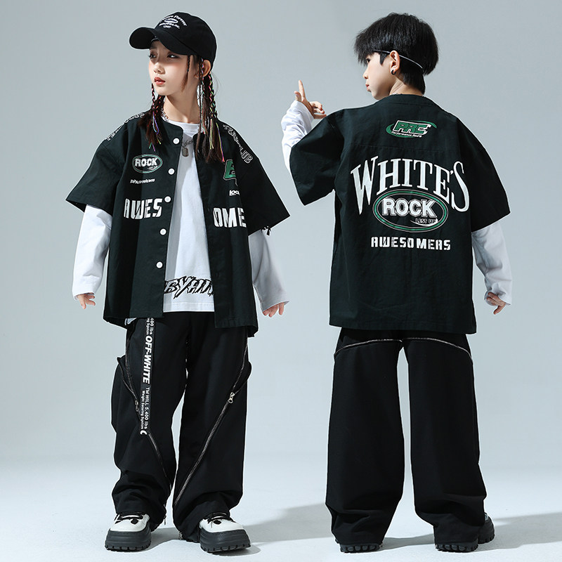 儿童街舞演出服套装乐队吉他架子鼓霹雳舞表演服装男童女童hiphop