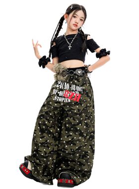女童爵士舞嘻哈潮酷演出服套装