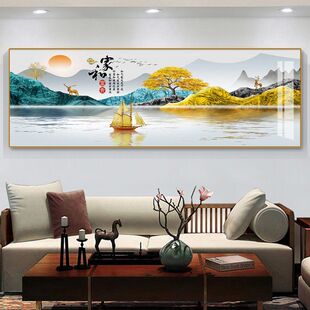 客厅装 晶瓷画轻奢挂画沙发背景墙画房间壁画 饰画现代简约大气横版