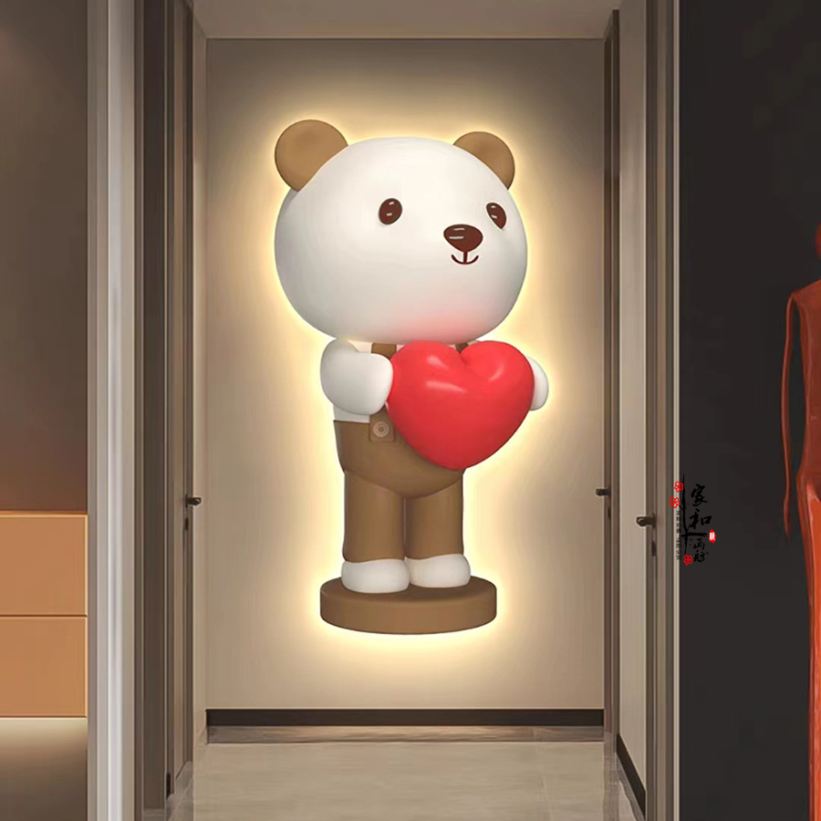 画世纪灯光画玄关小熊发光画雕刻