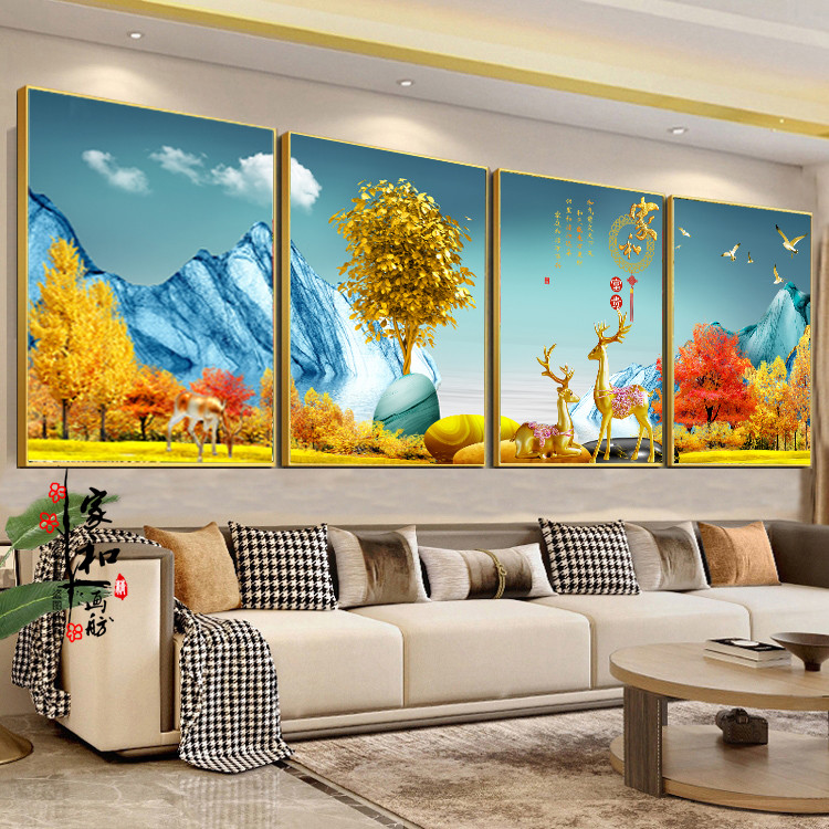 画世纪客厅画现代简约晶瓷山水画