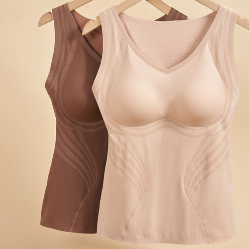 纯色无痕磨毛免穿文胸背心轻塑