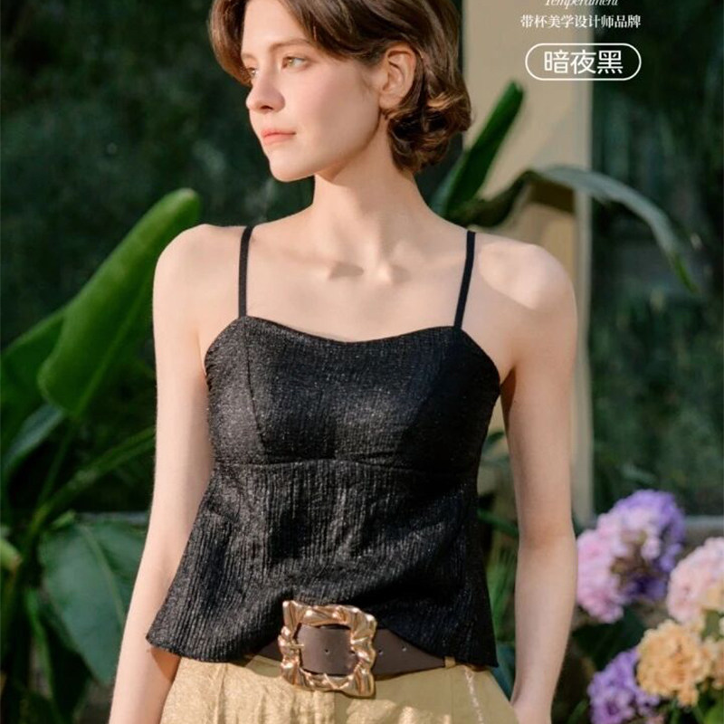 汉服梭织棉免穿文胸百搭背心吊带图片