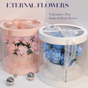 蓝玫瑰花中国积木永生花束DIY拼装情侣七夕情人节生日新结婚礼物