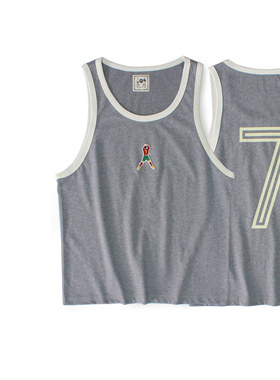 十贰码LereditaC罗7号SIU绣花超柔软纯棉平纹240克复古无袖背心