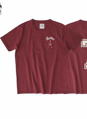 十贰码LereditaC罗Siu7号纯棉210克复古针织圆领短袖T恤-合体版型