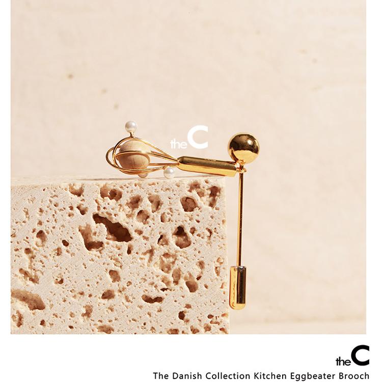 【theC】设计师品牌厨房系列黄铜镀18K金打蛋器胸针项链两用