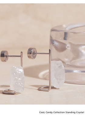 theC小众设计师品牌冷糖系列925银水晶原石简约时尚立放女耳环