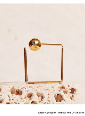 thec设计师空间系列小众设计感气质简约时尚不锈钢镀金耳环耳饰女