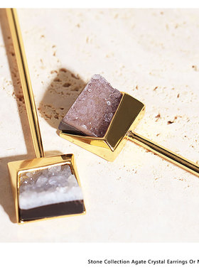 【theC】原石系列大款玛瑙晶牙毛衣项链耳环两用款