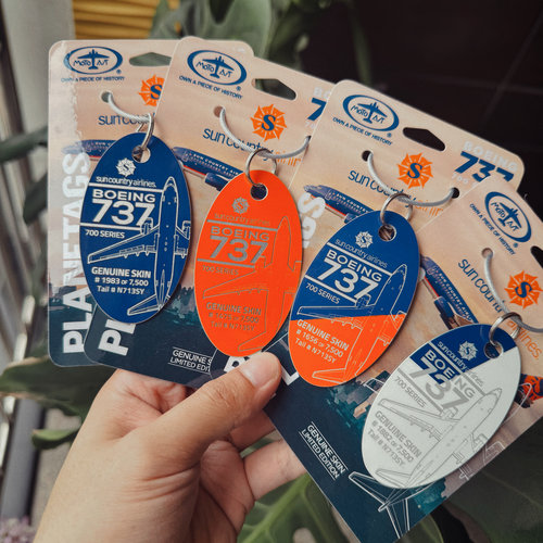 美国Planetags太阳城航空波音737-7飞机蒙皮钥匙扣行李牌挂件文创