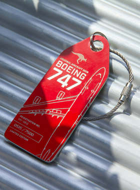 德国AviationTag澳洲航空澳大利亚波音747飞机蒙皮钥匙扣行李牌