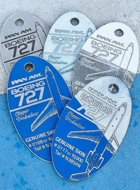 美国Planetags泛美航空PAN波音727飞机蒙皮 钥匙扣行李牌挂件文创