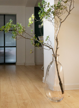 OOOOH侘寂风自然形态锤纹手工玻璃花瓶/马醉木吊钟水培大花瓶摆件