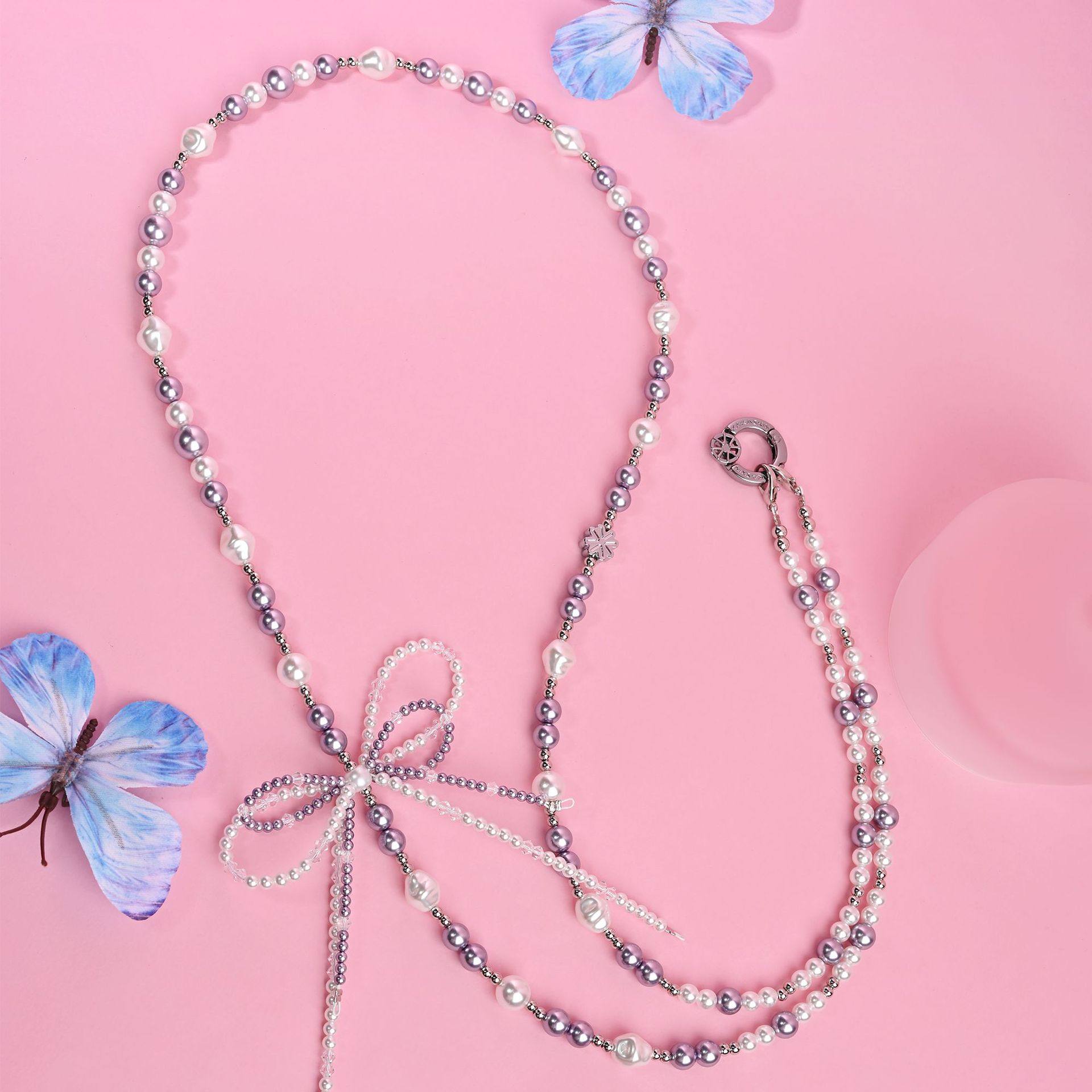 手机挂绳长款斜挎可背时尚黑耀魅影精致网红手机链轻奢蝴蝶结配饰,3C数码配件,手机挂件/手机链,淘宝优惠券,粉丝福利购,淘宝优惠卷