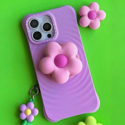 【新品-花花挂饰磁吸支架】粉色花花手机气囊支架蜜萝紫花花挂饰