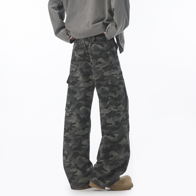 美式迷彩工装裤休闲直筒阔腿裤男
