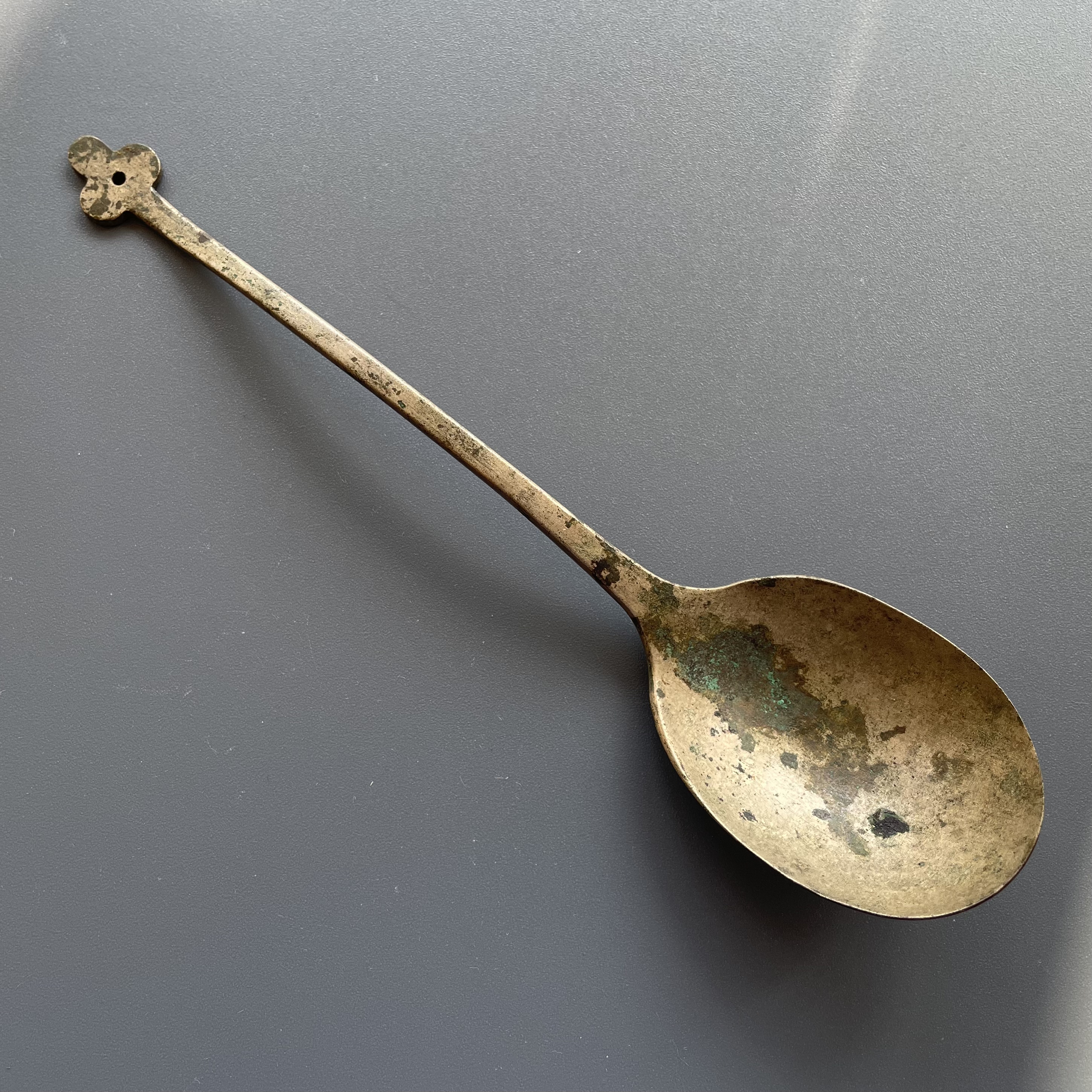 真品清代大弯弧青铜水盂铜勺子文房老物件杂件收藏味道好保真保老
