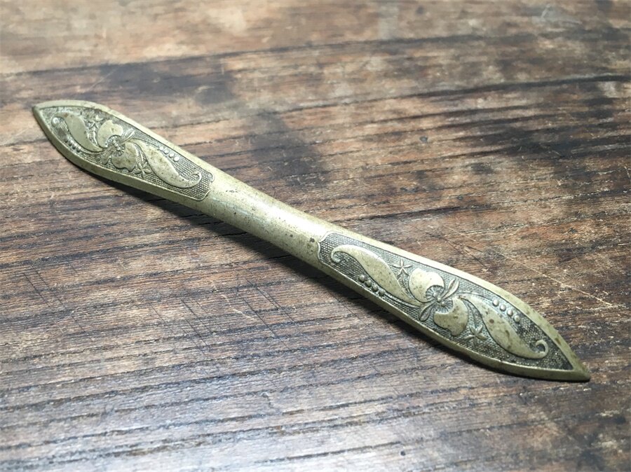 传世温润老包浆清代民国苏作带款錾花白铜双尖发簪老物件头饰保真