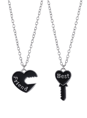 日韩新款钥匙锁好朋友黑粉项链