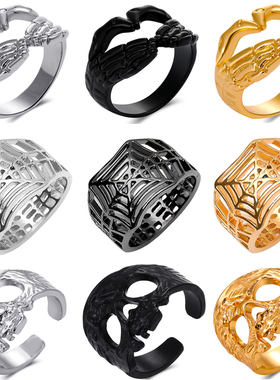 ins风夸张复古鬼脸戒指哥特式