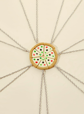 时尚童趣可拼接多人款披萨项链女