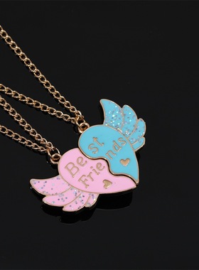 日韩好朋友项链合金滴油爱心吊坠