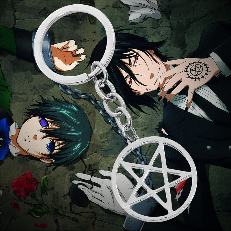 日韩动漫周边五角星黑执事猎人范海辛地狱撒旦标志钥匙扣男挂件