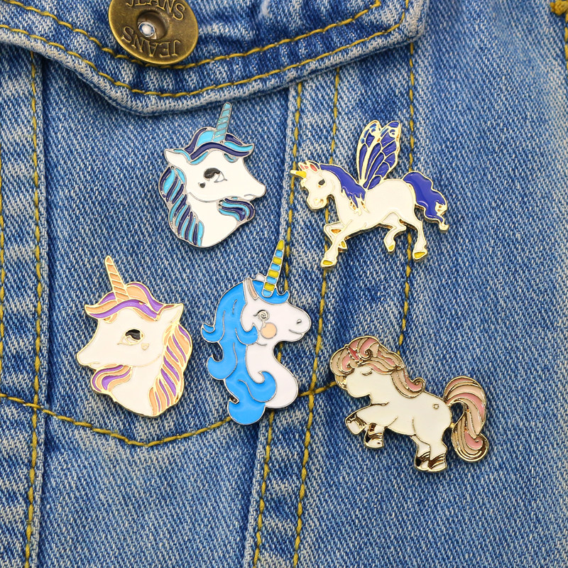 迷你徽章日韩学生简约清新个性可爱独角兽飞马小胸针女牛仔衣配饰