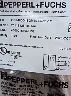 OBR4000-18GM60-E5-V1-1C 倍加福反射板型光电传感器全新原装现货