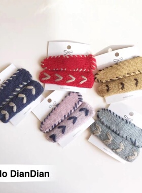 Hello DianDian 韩国小众设计师布艺小清新少女可爱毛绒发夹组合