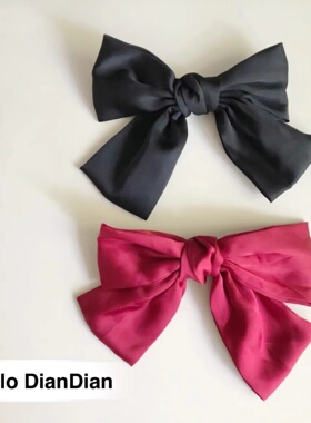 Hello DianDian 韩国小众设计师复古可爱少女绸缎蝴蝶结网红发夹
