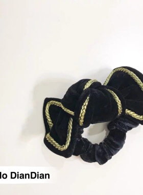 Hello DianDian 韩国小众设计师丝绒少女黑色蝴蝶结百搭可爱发绳