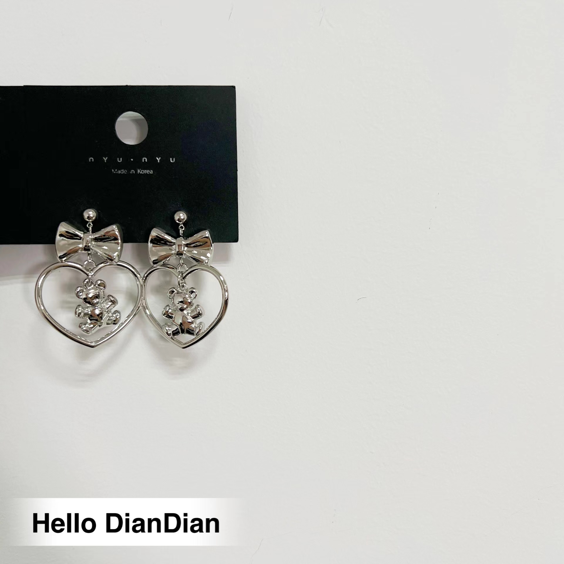 金属爱心小熊特别的ins网红耳环