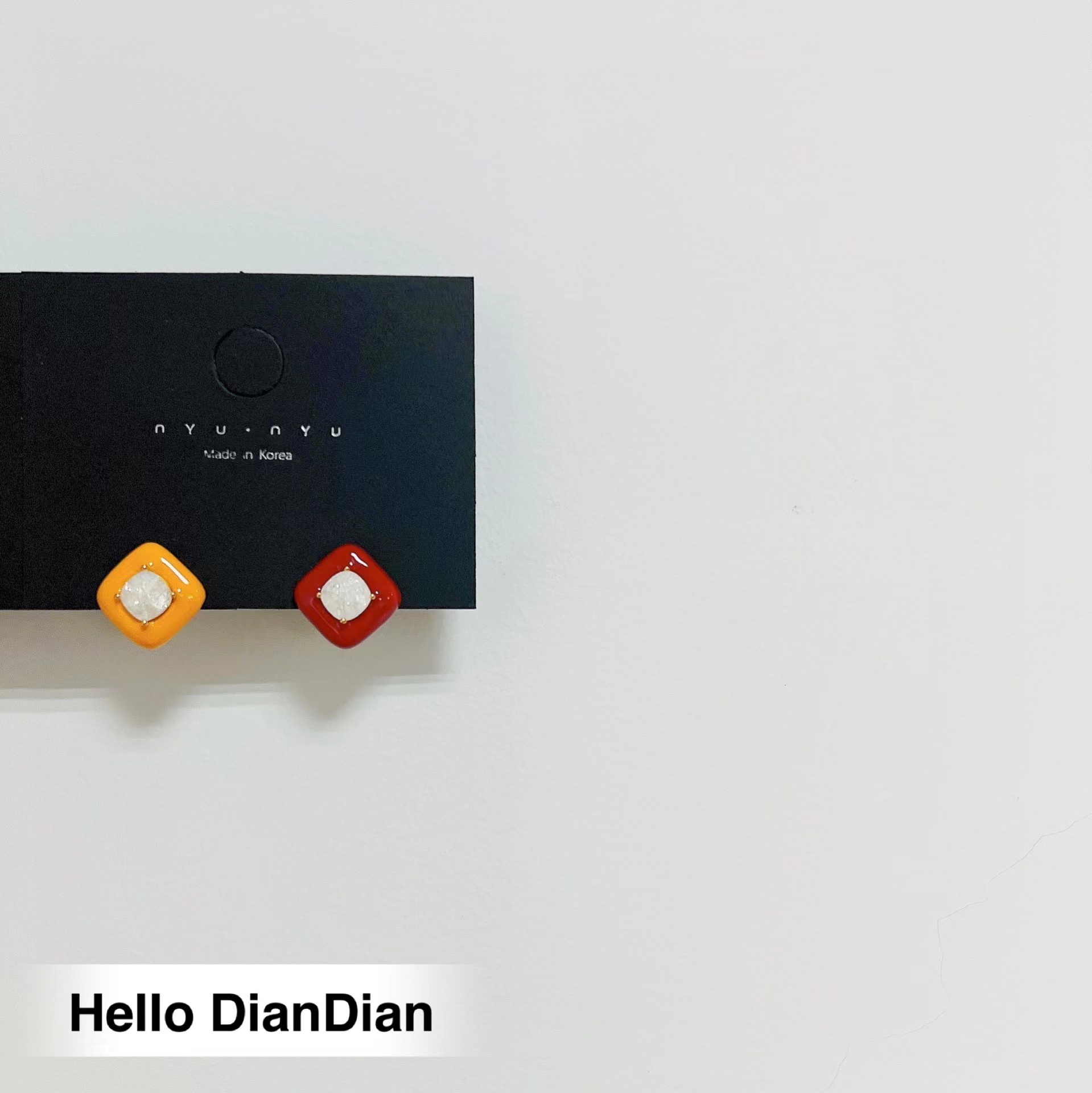 方块闪钻撞色复古ins耳环