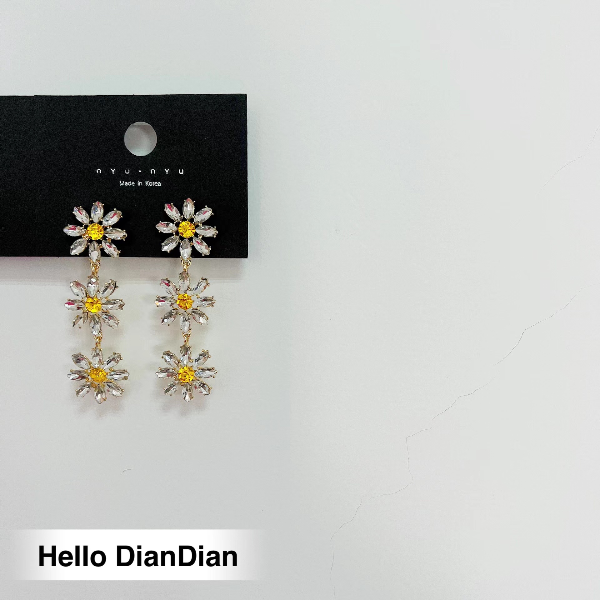 海边渡假风花朵少女闪钻ins耳环