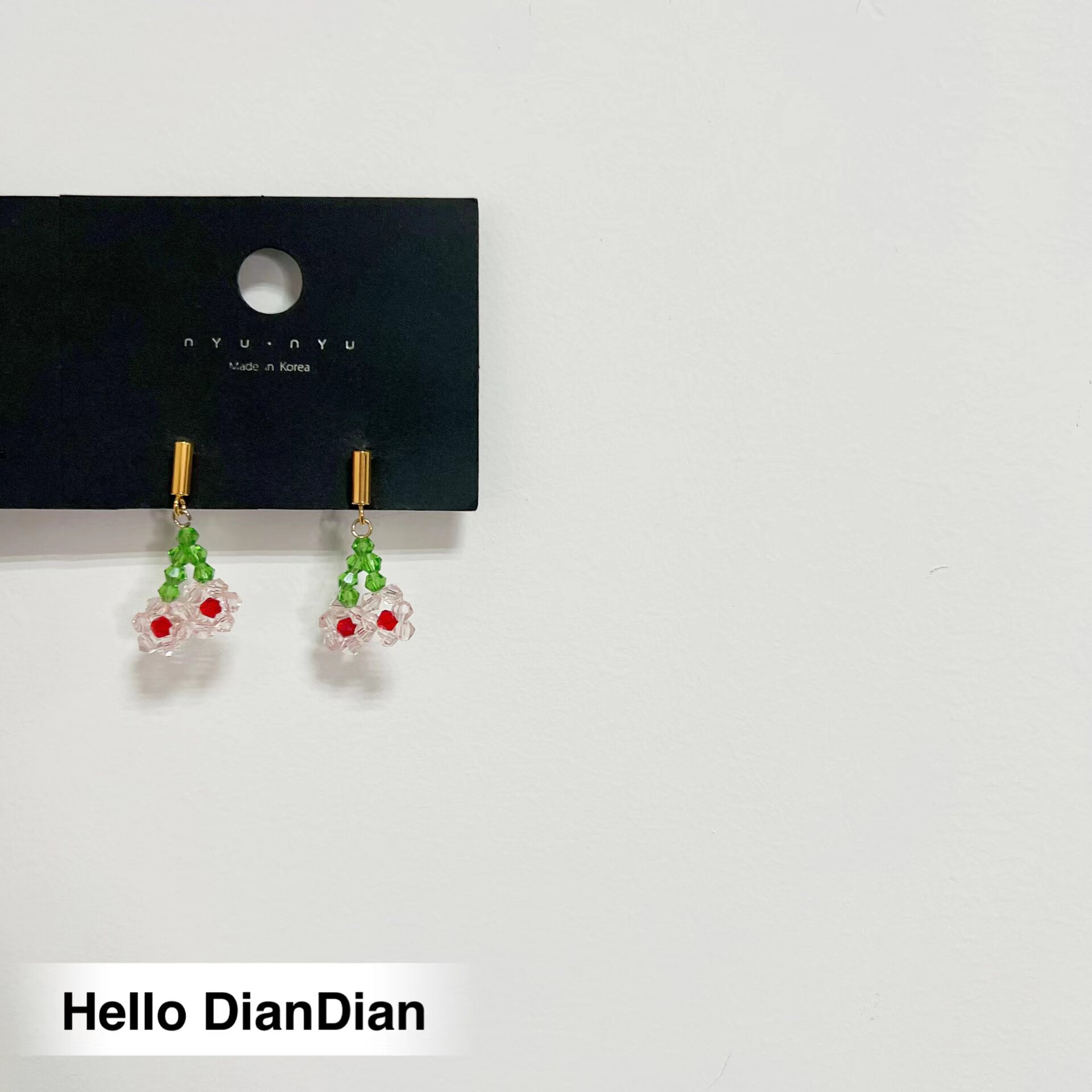 Hello DianDian 韩国小众设计师拼色花朵海边渡假复古风ins耳环