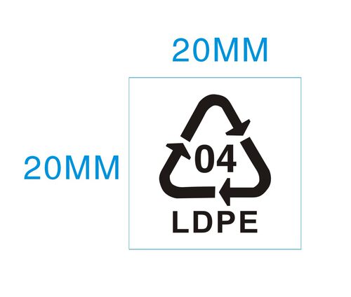 LDPE04循环回收贴 出口LDPE防雨袋用04环保贴 2*2CM(1400个/30元)