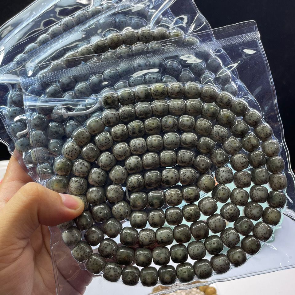 一图一物 海南料星月菩提108颗原生态小众阴皮帝王绿绿皮高油脂