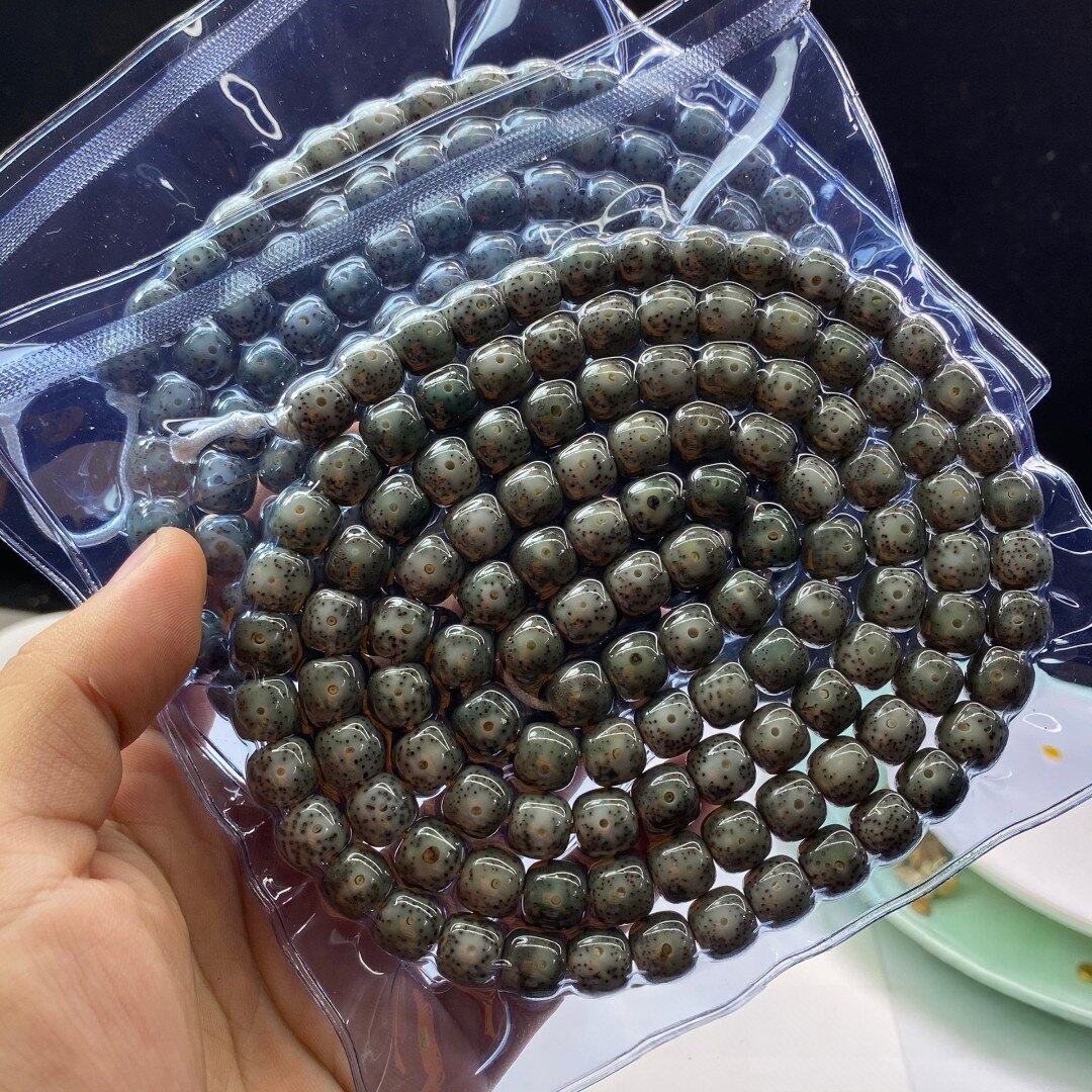 海南星月菩提原生态石玉料阴皮青皮同枝果78佛珠念珠手链多圈手串